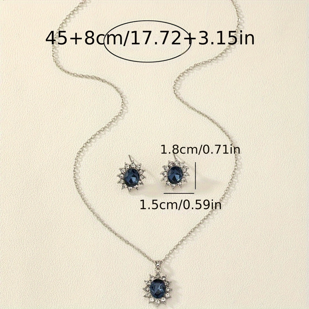 Exquisite Sparkling Flower Jewelry Set, Adorned with Multi-Color Gemstones - Picture 3 of 3